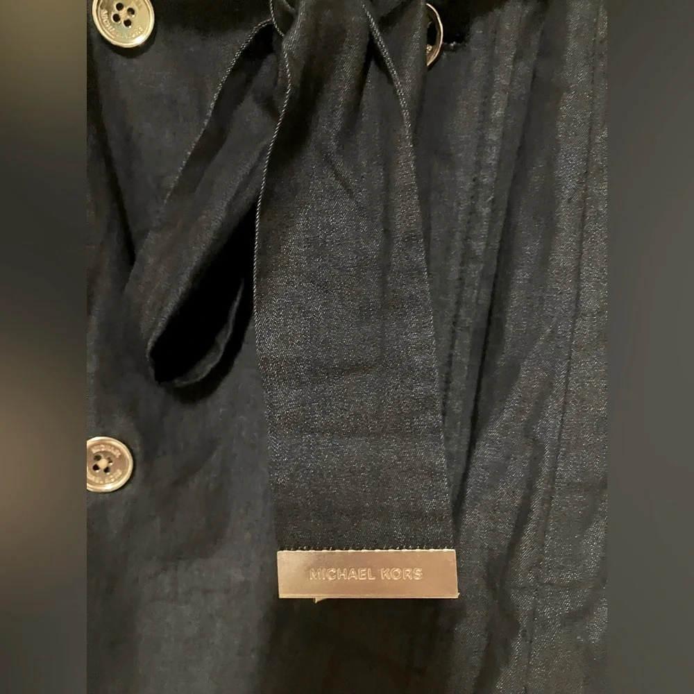 Michael Kors Black Chambray Sleeveless Coat Dress/Gold buttons/Accents - Size M